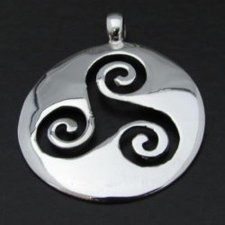 Triskele and Circle Silver Necklace