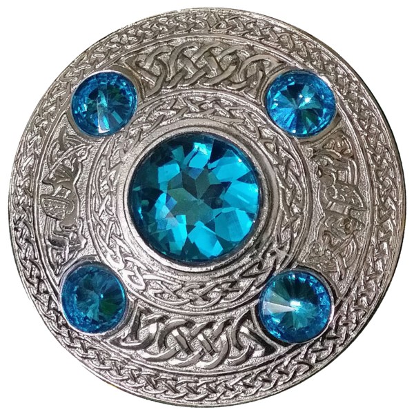 Scottish / Galician Sapphire Stone Celtic Brooch