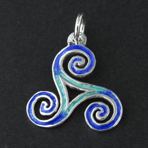 Atlantic Blue Triskele Silver Necklace