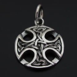 Templar Cross Silver Necklace with Celtic Knotwork