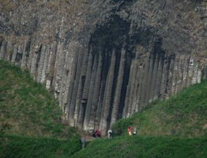 The Giant's Organ is a section of huge basalt rocks set into the hillside, so called as they resemble organ pipes. Photo © Ross
